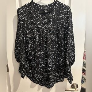 Jones New York Black Polka Dot Blouse